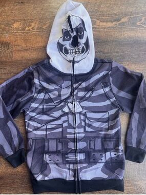 Fortnite Kids Gray Skull Zip-Up Hoodie Jacket